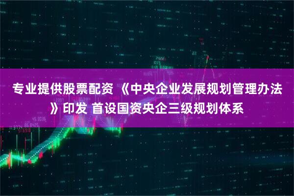 专业提供股票配资 《中央企业发展规划管理办法》印发 首设国资央企三级规划体系