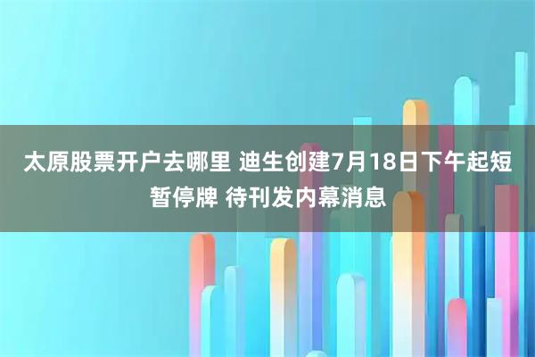 太原股票开户去哪里 迪生创建7月18日下午起短暂停牌 待刊发内幕消息